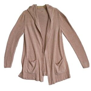 Barefoot Dreams Cardigan Sweater Large Pink Hooded Pockets Cozy Resort